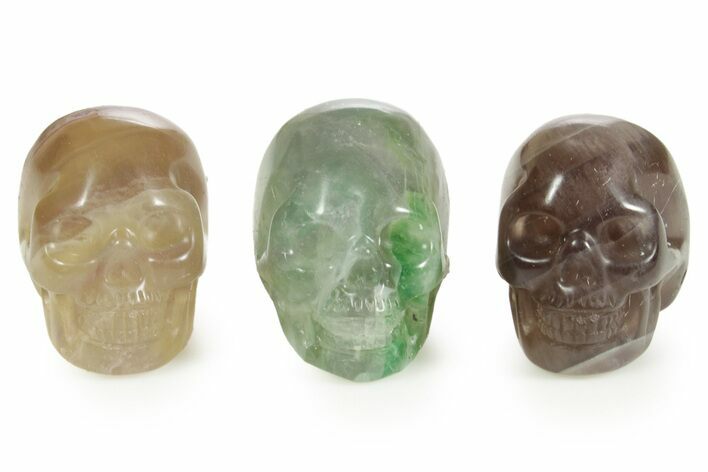 1.5" Polished Purple and Green Fluorite Crystal Skulls - Photo 1